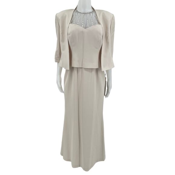 Daymor Couture Petite Bone Wedding Bridesmaid Gown Studded Chest 10 NWT - Picture 1 of 10